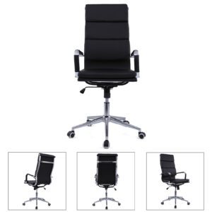 Black Faux Leather Cushioned Computer Desk Chair