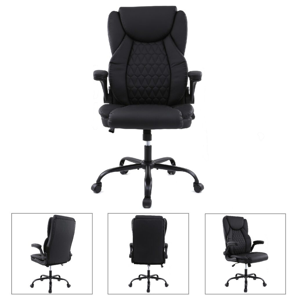 black-faux-stitched-leather-executive-chair-with-flip-up-armrests