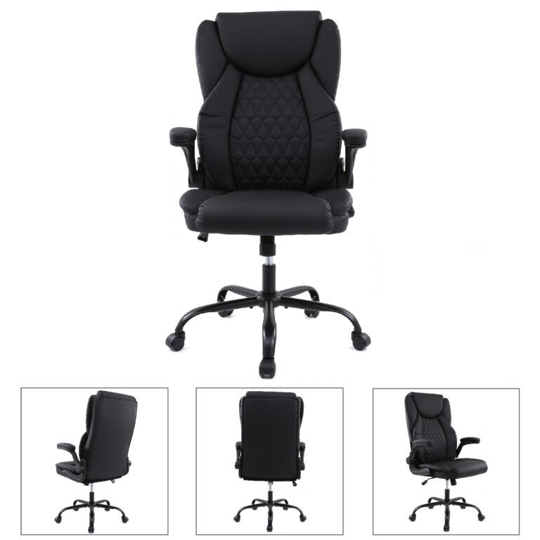 black-faux-stitched-leather-executive-chair-with-flip-up-armrests