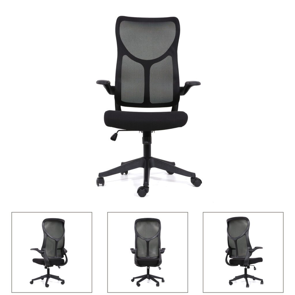 black-mesh-swivel-tall-office-chair-with-fixed-armrests